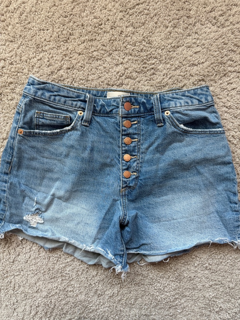 Universal Thread Light Blue High-Rise Button-Fly Denim Shorts